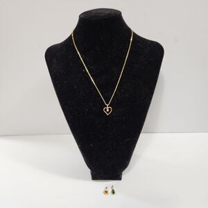 3 Fashion Jewelry Necklace Pendants Heart Faux Pearl Green Red Charm With Chain